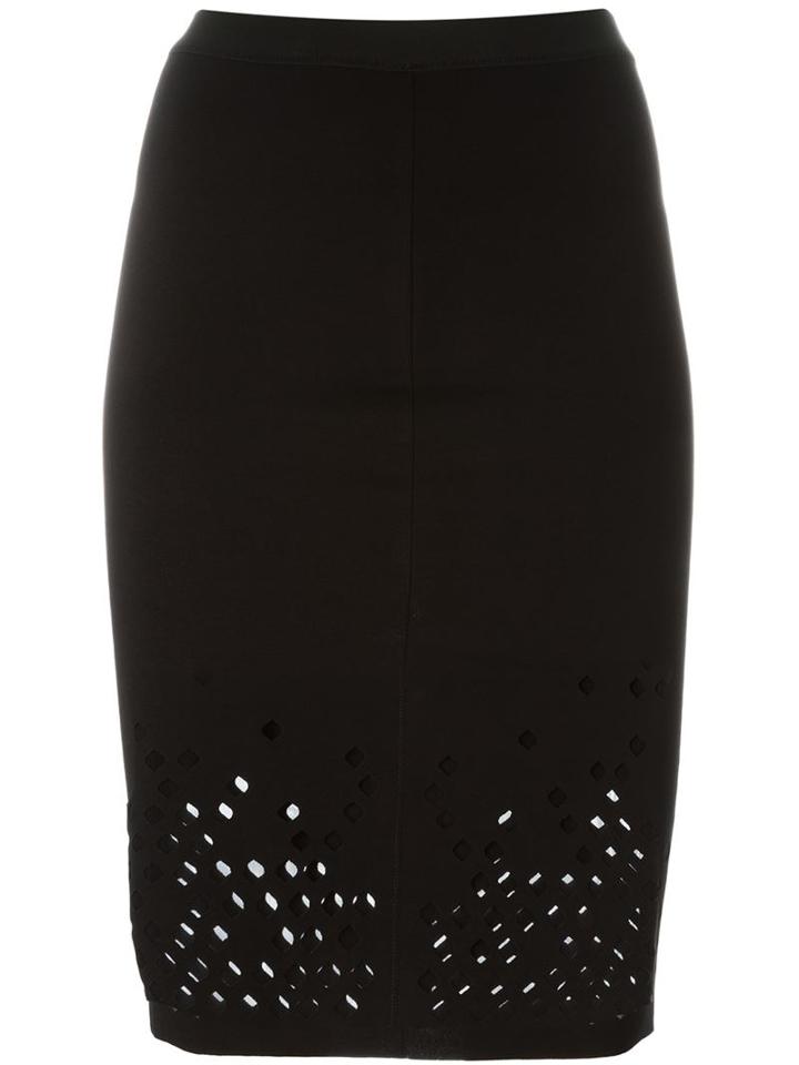 Murmur Perforated Pencil Skirt, Women's, Size: 36, Black, Nylon/polyamide/spandex/elastane/viscose