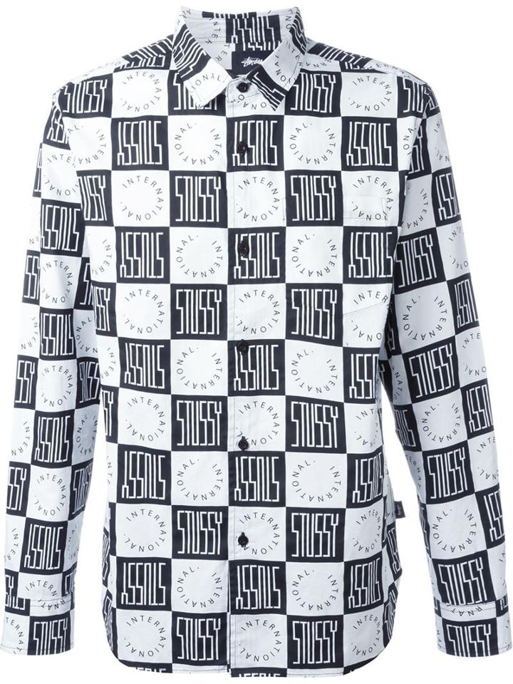 Stussy Logo Print Checkboard Shirt