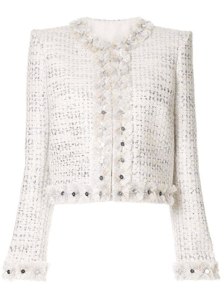 Zuhair Murad Metallic Thread Tweed Jacket - White