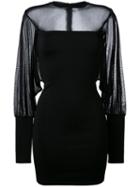 Balmain - Sheer Panel Fitted Dress - Women - Polyamide/spandex/elastane/viscose - 42, Black, Polyamide/spandex/elastane/viscose