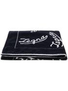 Ermenegildo Zegna Logo Embroidered Beach Towel - Black