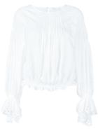 Chloé Pintuck Broderie Anglais Top, Women's, Size: 36, White, Cotton