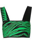 Fausto Puglisi Zebra Pattern Bralette Top, Women's, Size: 36, Green, Viscose/polyamide/spandex/elastane