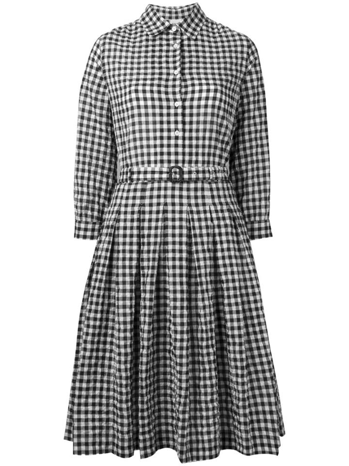 Aspesi Checked Flared Shirt Dress, Women's, Size: 46, Black, Cotton/polyurethane