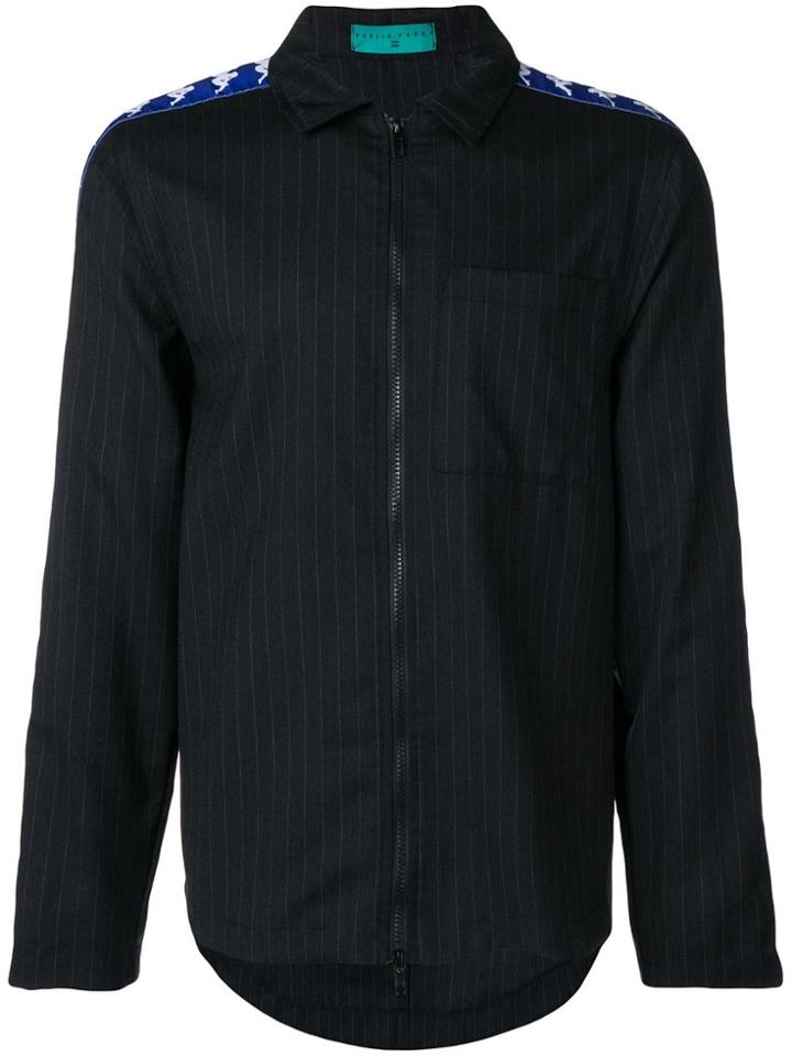 Paura Danilo Paura X Kappa Logo Striped Shirt Jacket - Black