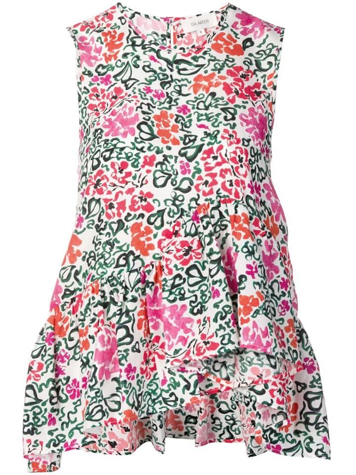 Isa Arfen Asymmetric Floral Print Blouse - Pink