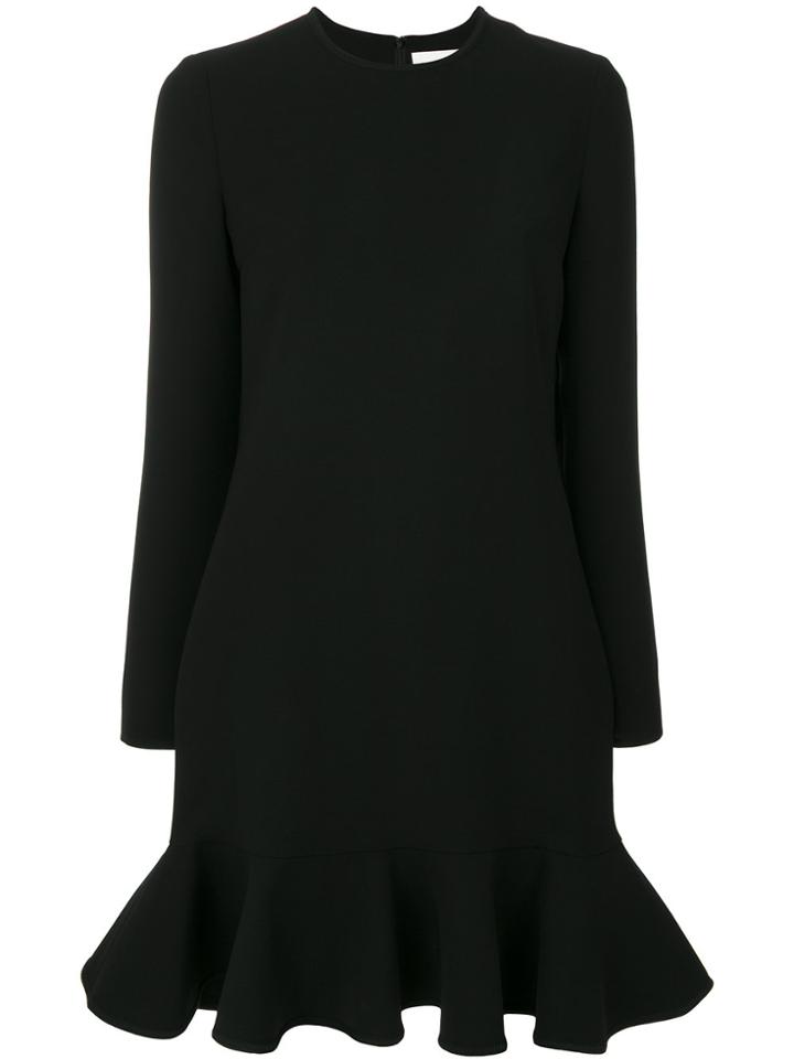 Victoria Victoria Beckham Ruffled Hem Longsleeved Dress - Black