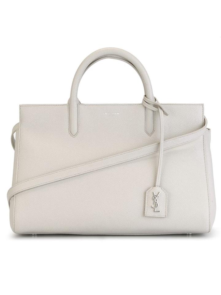 Saint Laurent Small Rive Gauche Tote, Women's, Grey, Calf Leather