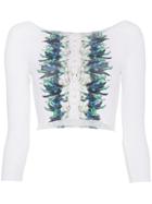 Belusso Feather Print Cropped Top - White