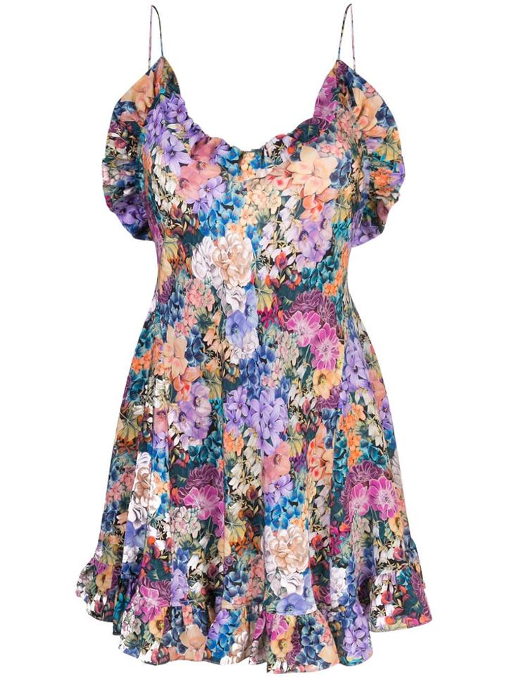 Les Reveries Floral Print Ruffled Dress - Multicolour
