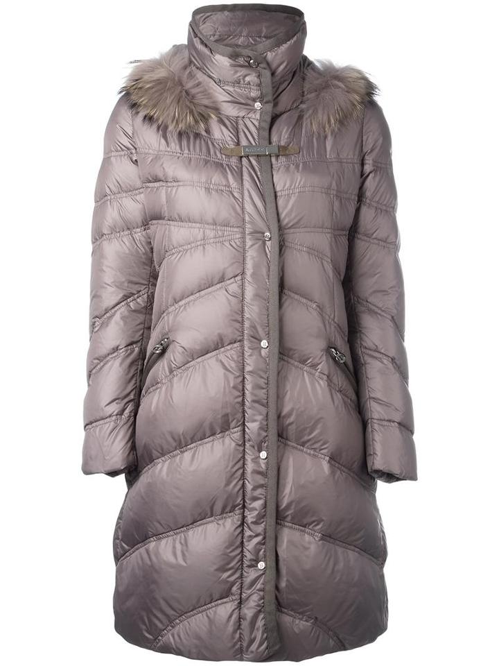 Baldinini Zipped Midi Parka Coat, Women's, Size: 42, Nude/neutrals, Polyamide/feather Down/racoon Fur