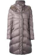 Baldinini Zipped Midi Parka Coat, Women's, Size: 42, Nude/neutrals, Polyamide/feather Down/racoon Fur