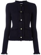 Michael Michael Kors Fringed Edge Cardigan, Women's, Size: Xs, Blue, Merino