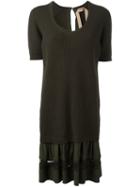 No21 Layered Ribbed Dress, Women's, Size: 42, Green, Silk/polyamide/acetate/virgin Wool