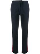 Ps Paul Smith Stripe Detailed Cropped Trousers - Blue