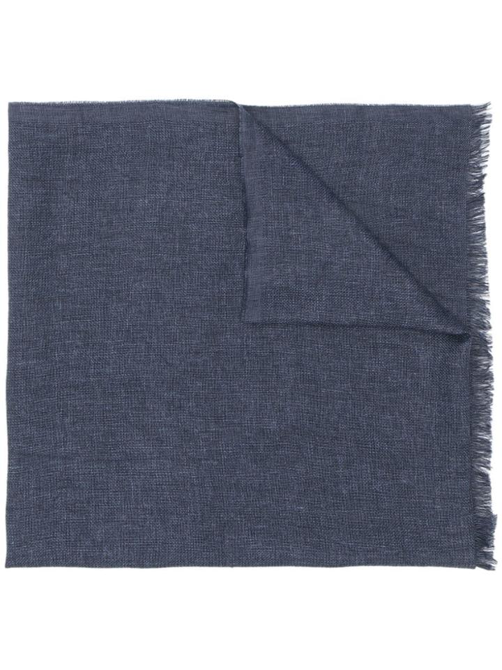Ermenegildo Zegna Fringed Edge Cashmere Scarf - Blue