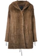 Liska - Hooded Swing Coat - Women - Mink Fur/cashmere/mercerized Wool - M, Brown, Mink Fur/cashmere/mercerized Wool