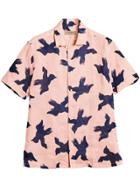 Burberry Short-sleeve Bird Print Linen Shirt - Pink & Purple