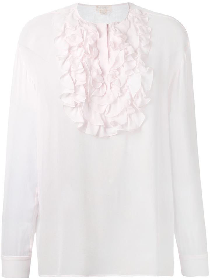 Giambattista Valli - Ruffle Blouse - Women - Silk - 40, Pink/purple, Silk