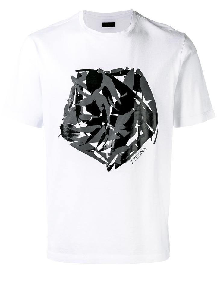 Z Zegna Print T-shirt, Men's, Size: Large, White, Cotton