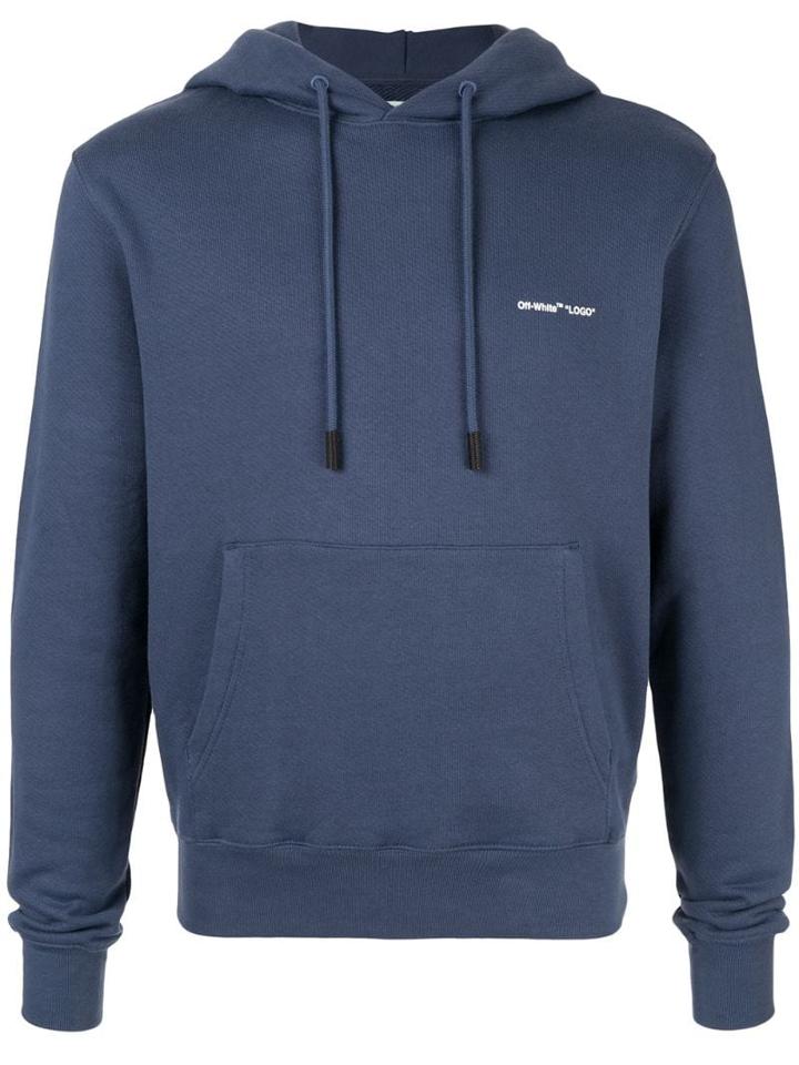 Off-white Printed Logo Hoodie - Blue