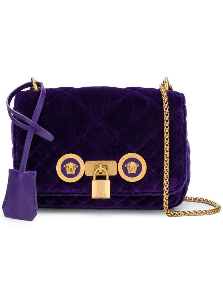 Versace Velvet Medusa Crossbody Bag - Pink & Purple