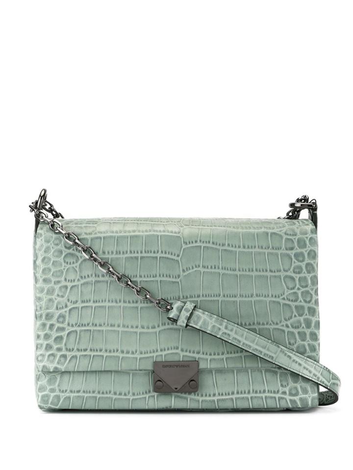 Emporio Armani Crocodile Effect Crossbody Bag - Green