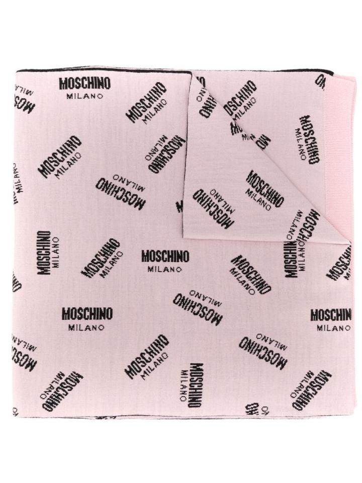 Moschino Milano Logo Intarsia Scarf - Pink