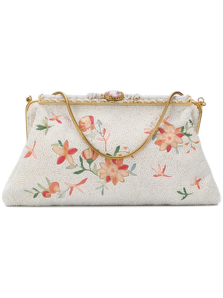 Rewind Vintage Affairs Beaded Floral Clutch Bag - White