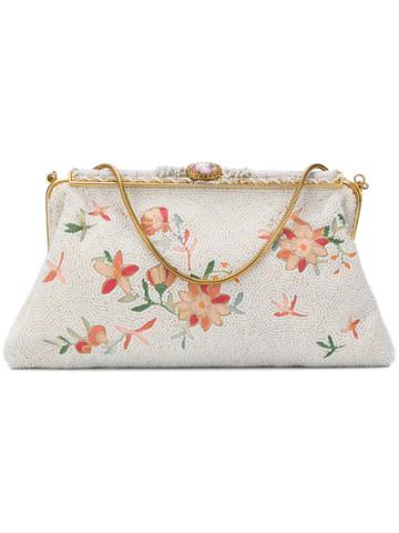 Rewind Vintage Affairs Beaded Floral Clutch Bag - White