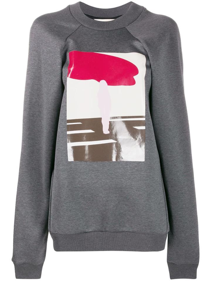 Plan C Abstract Print Sweatshirt - Grey