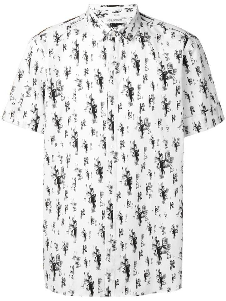Neil Barrett Floral Panel Striped Shirt - White