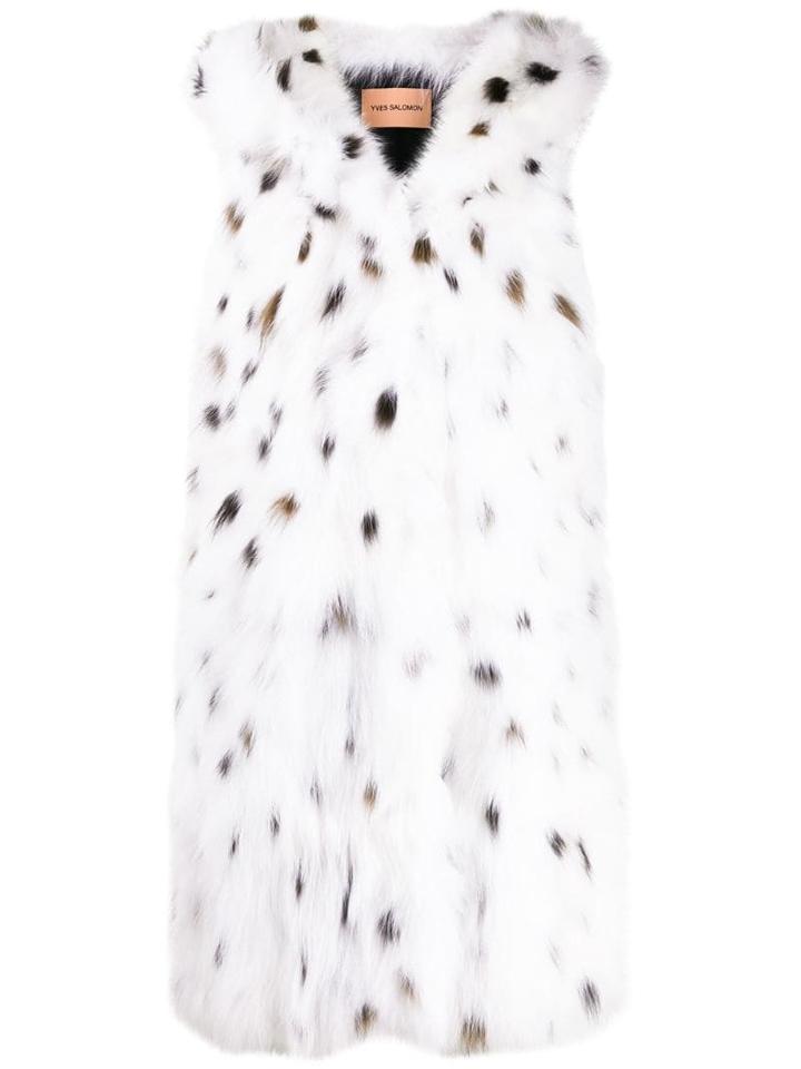 Yves Salomon Spotted Hooded Gilet - White