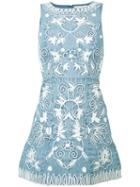 Alice+olivia - Embroidered Denim Dress - Women - Cotton - 4, Blue, Cotton