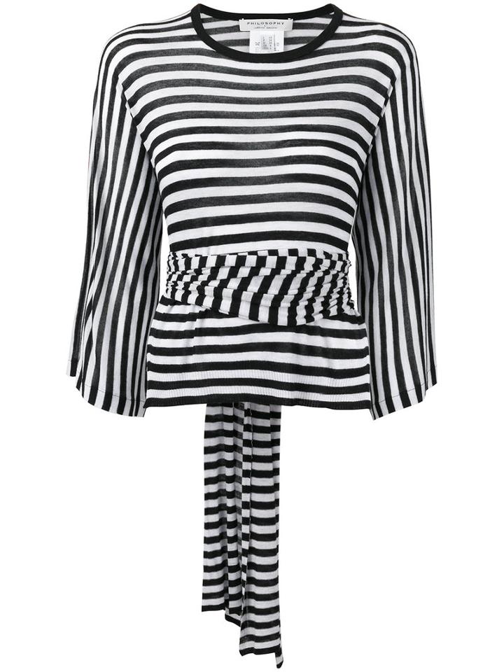 Philosophy Di Lorenzo Serafini Striped Fitted Top, Women's, Size: 44, Black, Cashmere