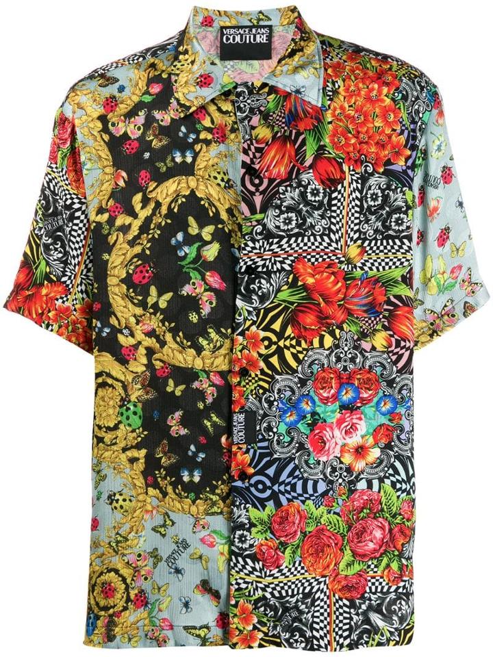 Versace Jeans Couture Printed Short Sleeve Shirt - Black