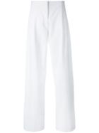 Cédric Charlier Pleat Detail Straight Trousers, Women's, Size: 42, White, Rayon/other Fibers