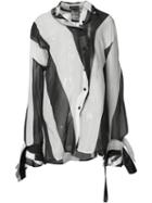 Ann Demeulemeester - Asymmetric Striped Shirt - Women - Silk/cotton - 38, Black, Silk/cotton