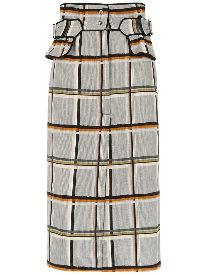 Framed Checklist Skirt - Grey