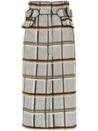Framed Checklist Skirt - Grey