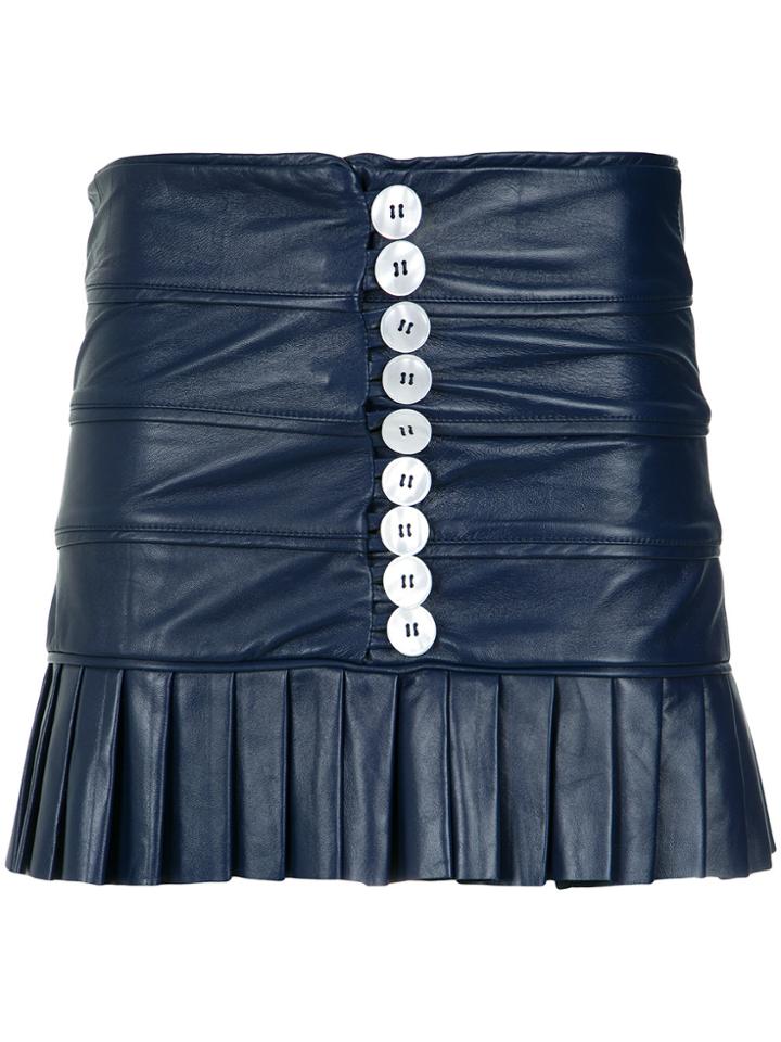 Andrea Bogosian Leather Ruffled Skirt - Blue