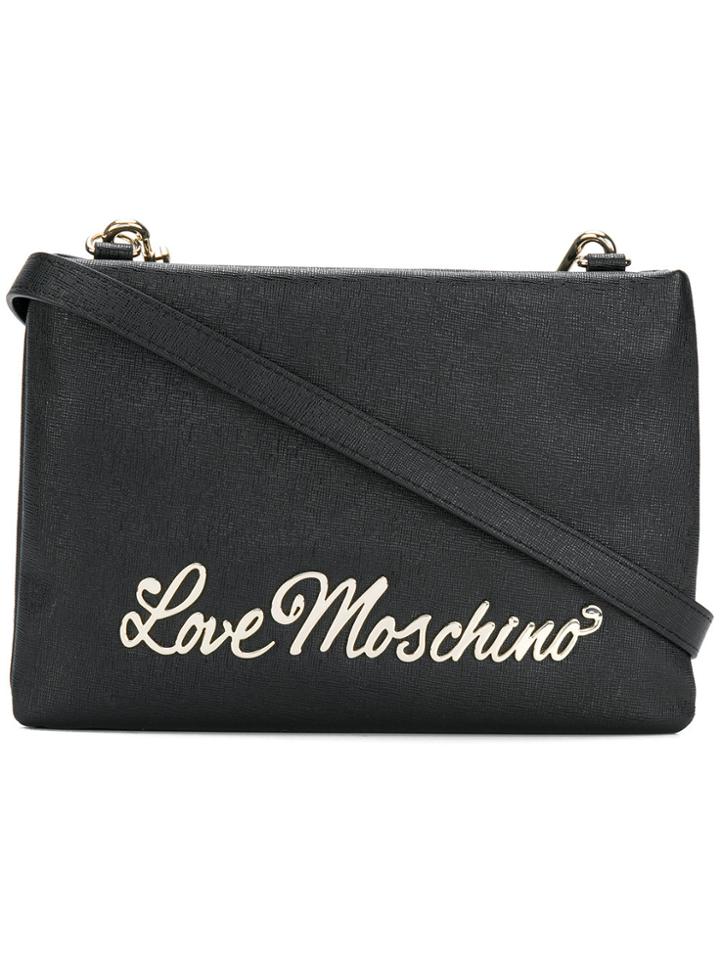 Love Moschino Logo Plaque Shoulder Bag - Black