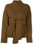 Erika Cavallini Tie Waist V-neck Sweater - Brown