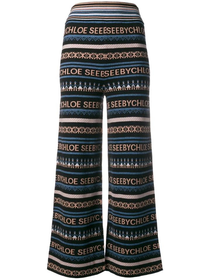 See By Chloé Striped Cropped Trousers - Black
