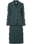 Issey Miyake Vintage Star Imprint Skirt Suit - Green