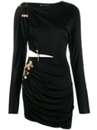 Versace Brooch Pin Detail Dress - Black