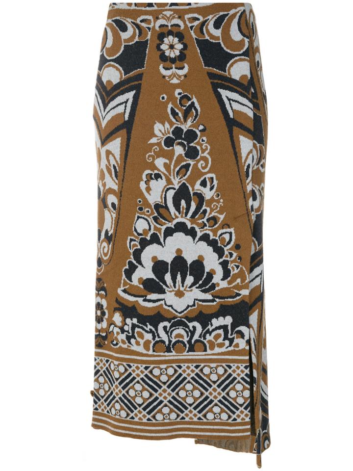 Circus Hotel Printed Fitted Skirt - Brown