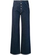 Mih Jeans Button Front High Waisted Jeans - Blue