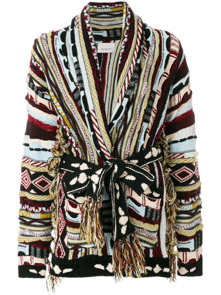 Laneus Jacquard Design Cardigan - Multicolour
