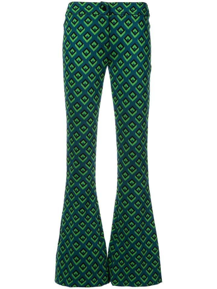 Dvf Diane Von Furstenberg Retro Print Flares - Green